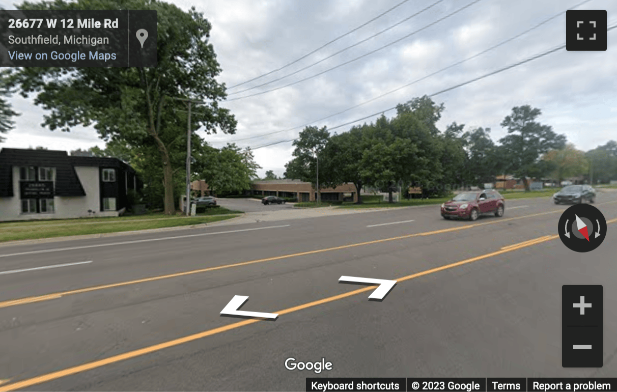 Street View image of 26677 West Twelve Mile Road, Southfield, Michigan, USA