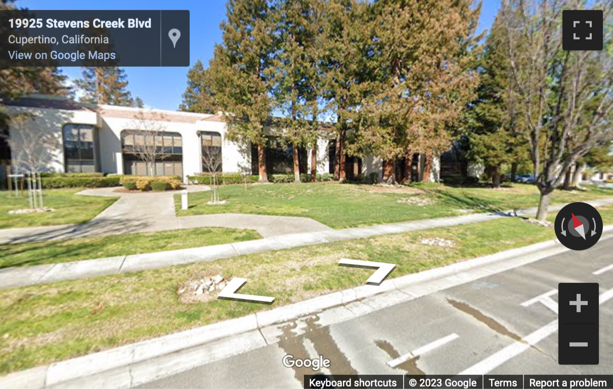Street View image of 19925 Stevens Creek Boulevard, Suite 100, Cupertino, California, USA