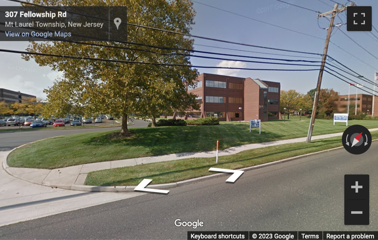 Street View image of 309 Fellowship Road, Suite 200, East Gate Center, Cherry Hill Center, Mt. Laurel