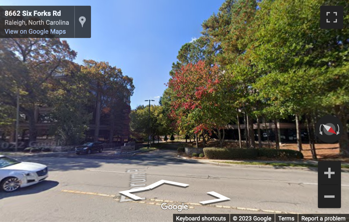 Street View image of 8601 Six Forks Rd, Raleigh, North Carolina, USA