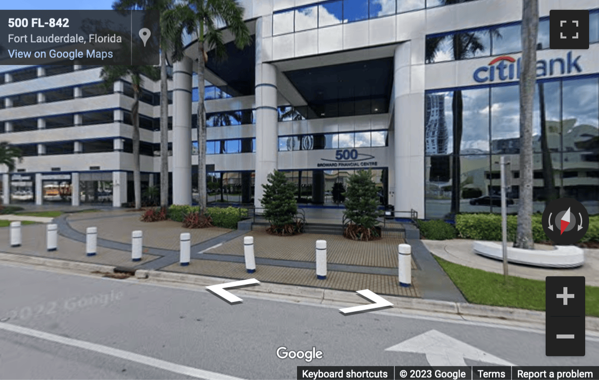 Street View image of 500 E Broward Boulevard, Suite 1710, Fort Lauderdale, Florida, USA