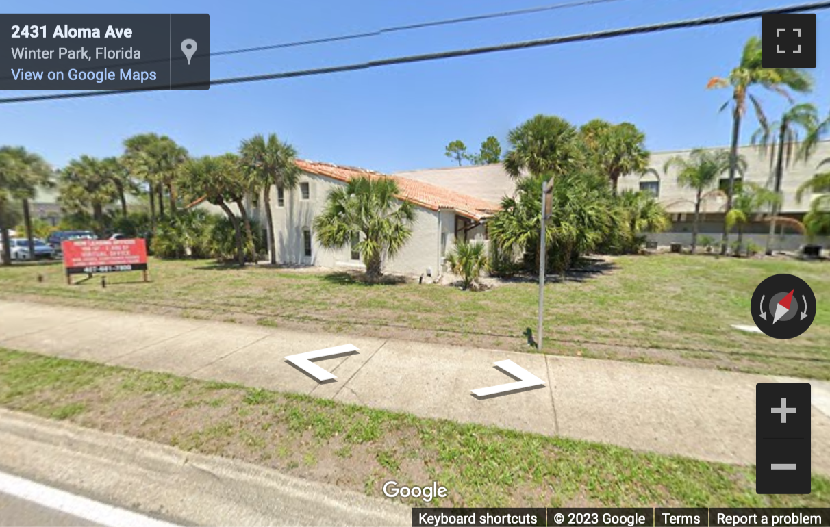 Street View image of 2431 Aloma Avenue, Winter Park, Florida, USA