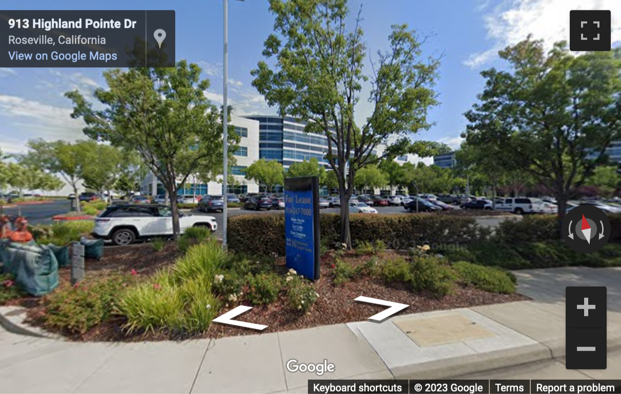 Street View image of 915 Highland Pointe Drive, Roseville, California, USA