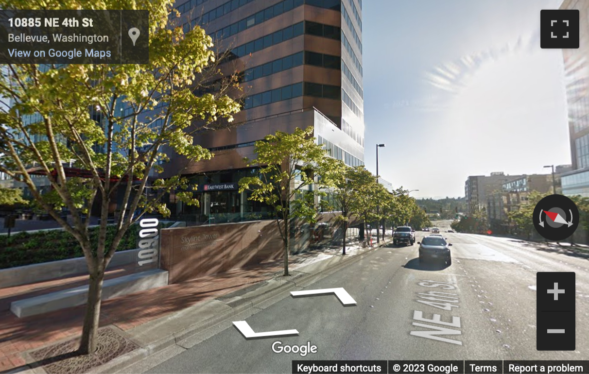 Street View image of 10900 North East 4th Street, Suite 2300, Skyline Tower, Bellevue, Washington, USA