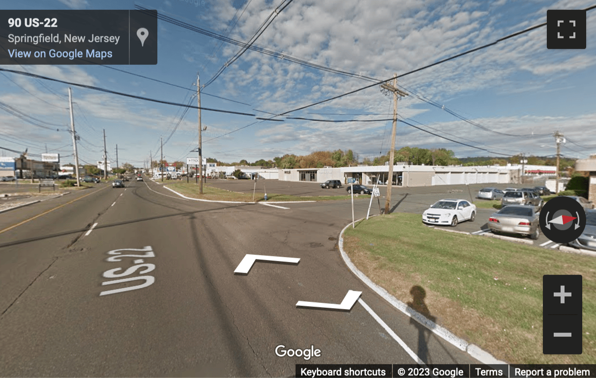 Street View image of 1199 Route 22 East, Mountainside, New Jersey, USA