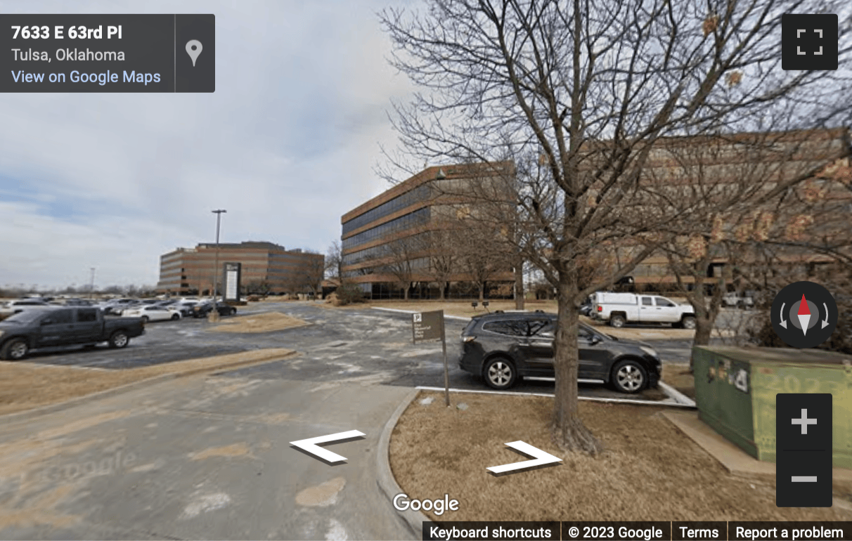 Street View image of 7633 E. 63rd Place, One Memorial Place, Suite 300, Memorial Place Center, Tulsa