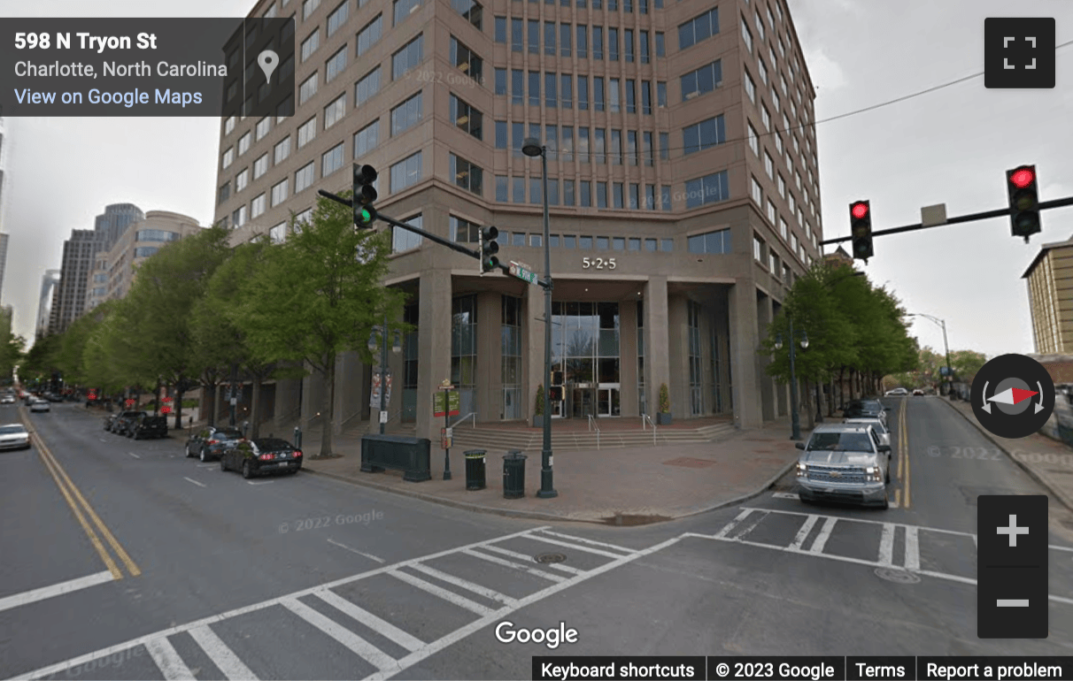 Street View image of 525 North Tryon Street, Suite 1600, Tryon Center, Charlotte, North Carolina, USA