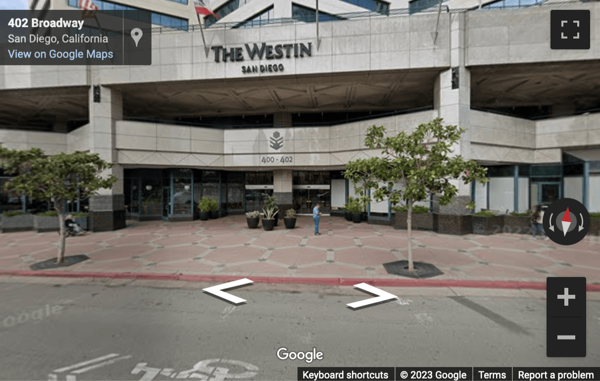 Street View image of 402 West Broadway, Suite 400, Emerald Plaza Center, San Diego, California, USA