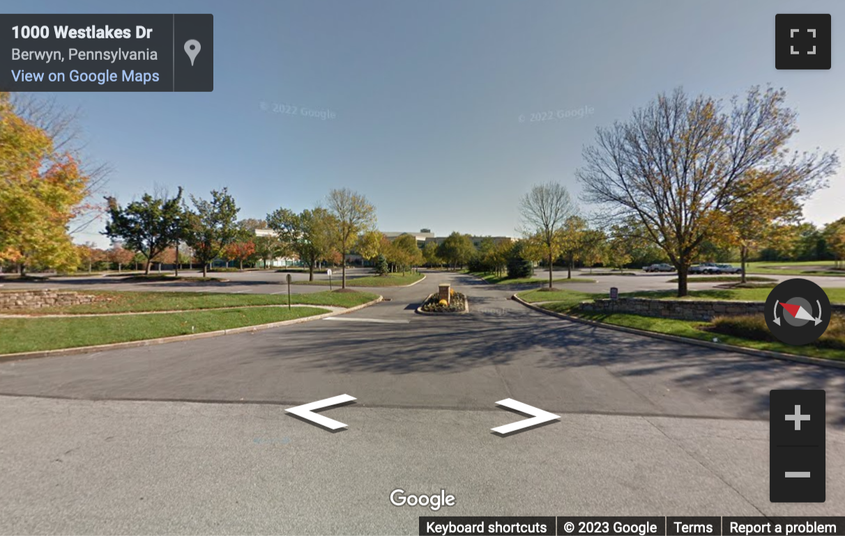 Street View image of 1055 Westlakes Drive, 3 Westlakes, Suite 300, Berwyn, Pennsylvania, USA