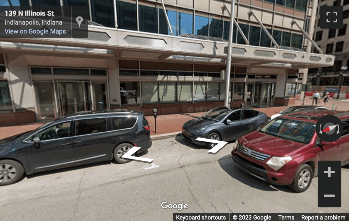 Street View image of 201 North Illinois Street, Suite 1600-South Tower, Indianapolis, Indiana, USA