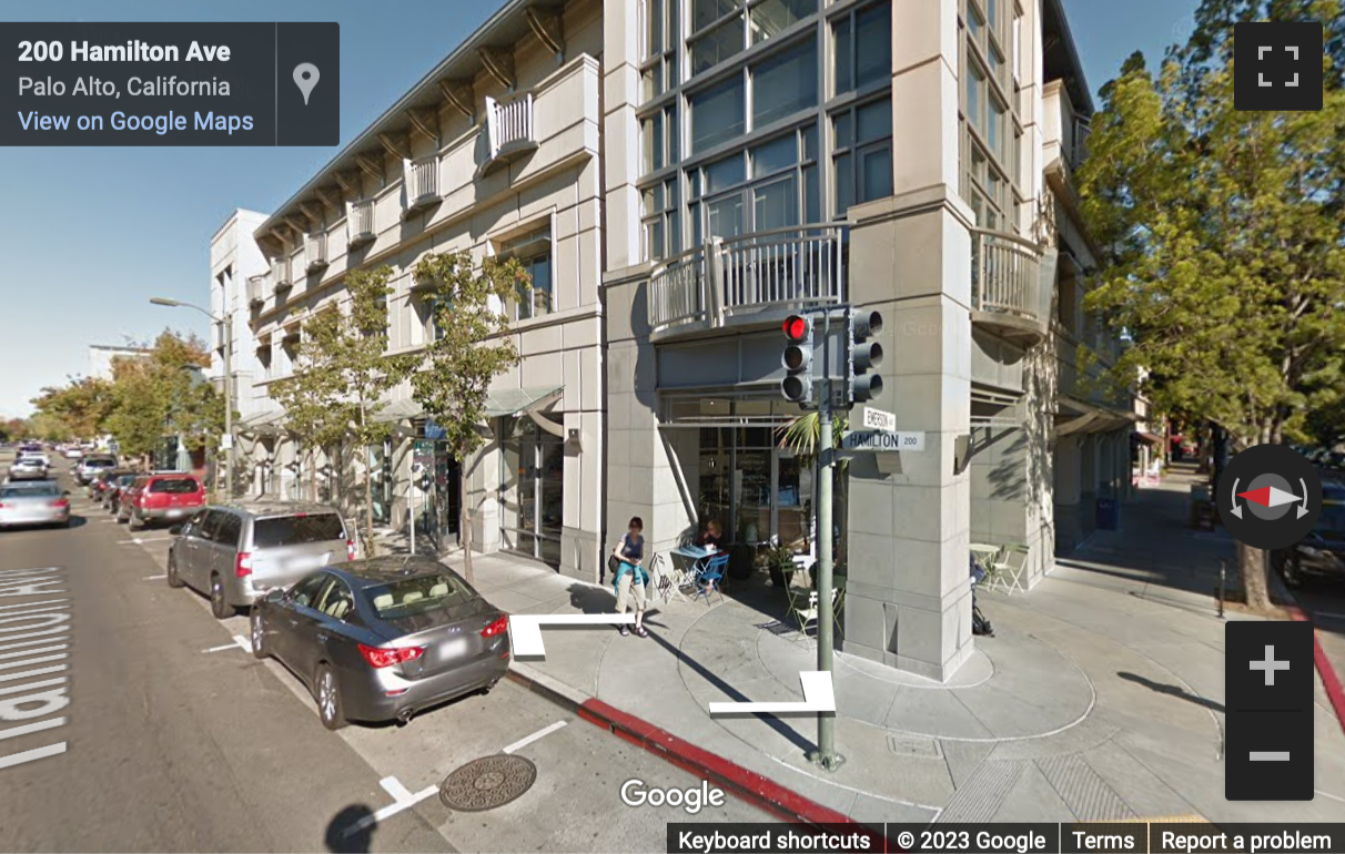 Street View image of 228 Hamilton Avenue, Suite 200/300, Palo Alto, California, USA