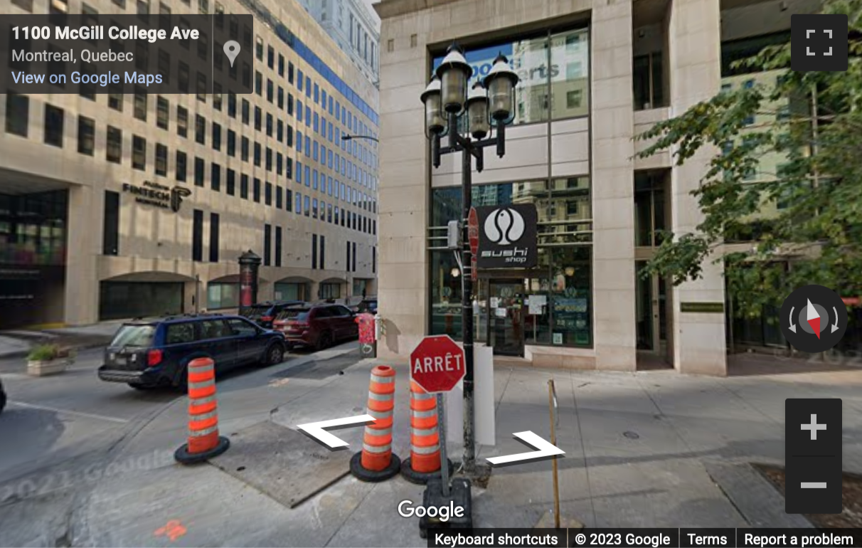 Street View image of 1200 McGill College Avenue, Suite 1100, Montreal, Quebec, Canada