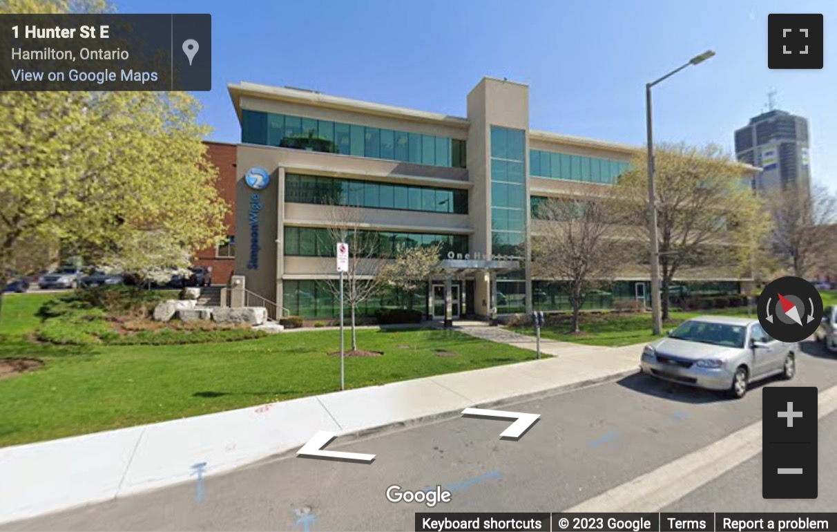 Street View image of One Hunter Street East, Hamilton, Ontario, Canada