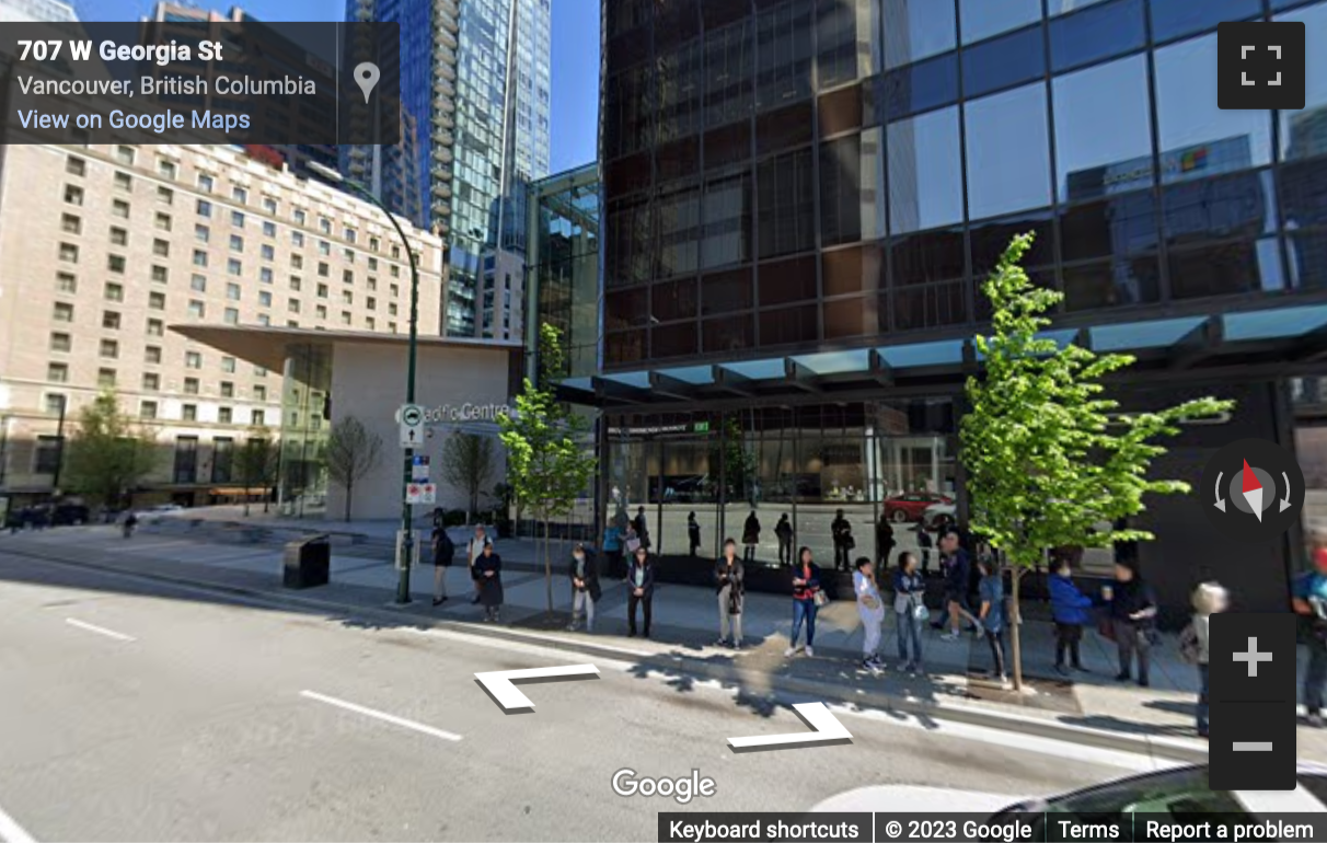 Street View image of 701 West Georgia Street, Suite 1500, Pacific Business Centre, Vancouver
