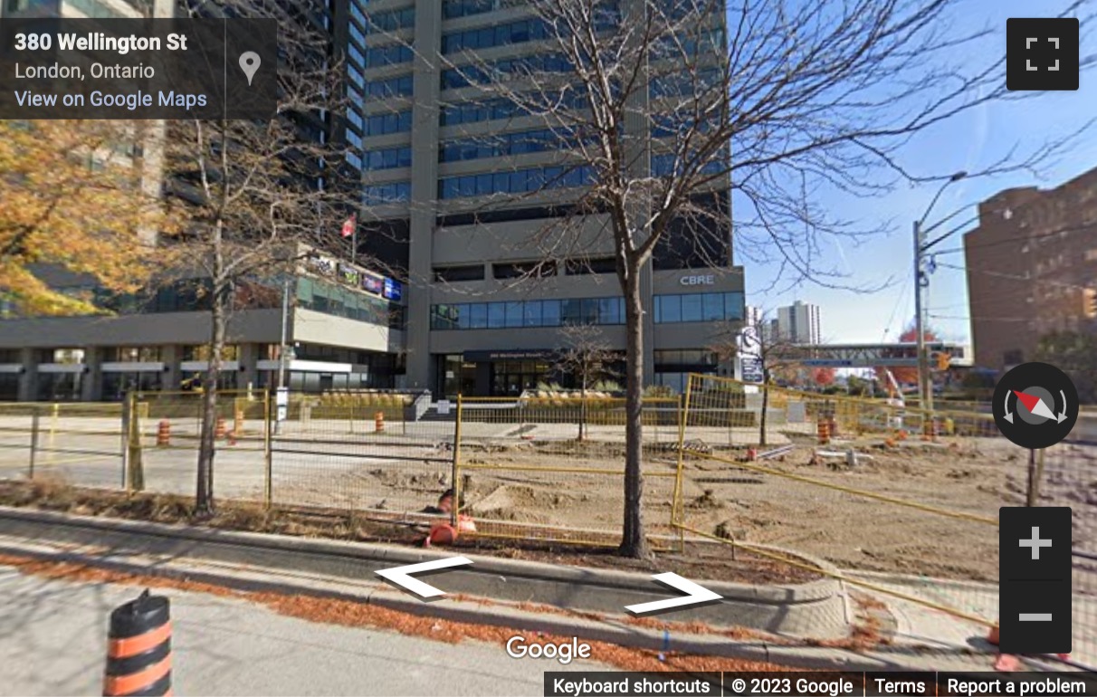 Street View image of 380 Wellington Street, Tower B, 6th Floor, London, Ontario, Canada