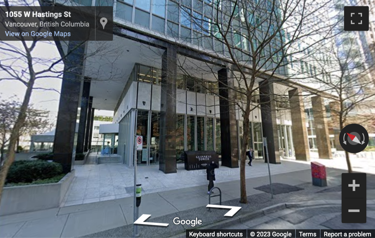 Street View image of 300-1055 Hastings Street West, Vancouver, British Columbia, Canada