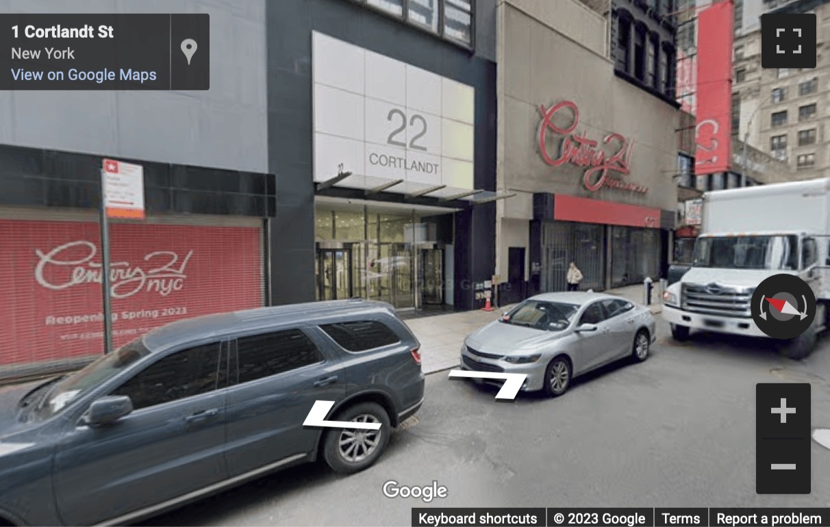 Street View image of 22 Cortlandt Street, 16th Floor, New York, New York State, USA