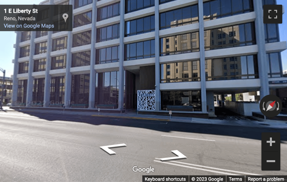 Street View image of 1 East Liberty Street, Suite 600, Reno, Nevada, USA