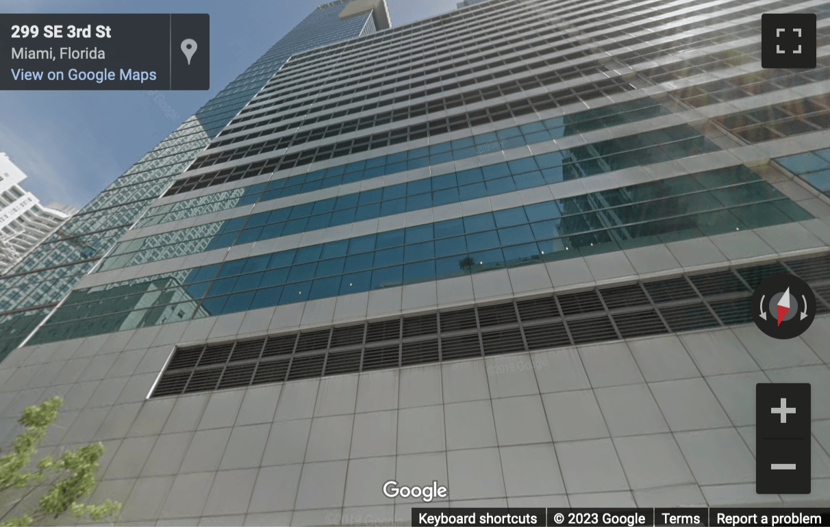 Street View image of 333 S. E. 2nd Avenue, Suite 2000, Miami, Florida, USA