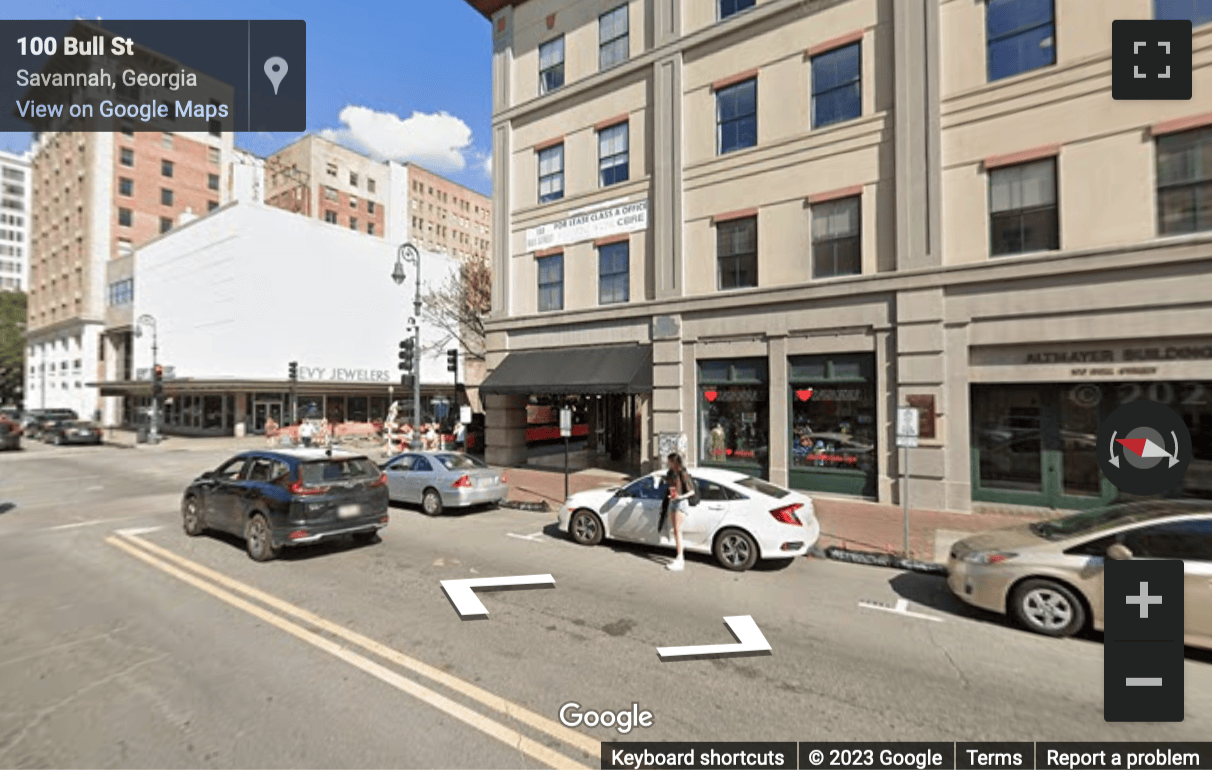 Street View image of 100 Bull Street, Suite 200, Savannah, Georgia, USA