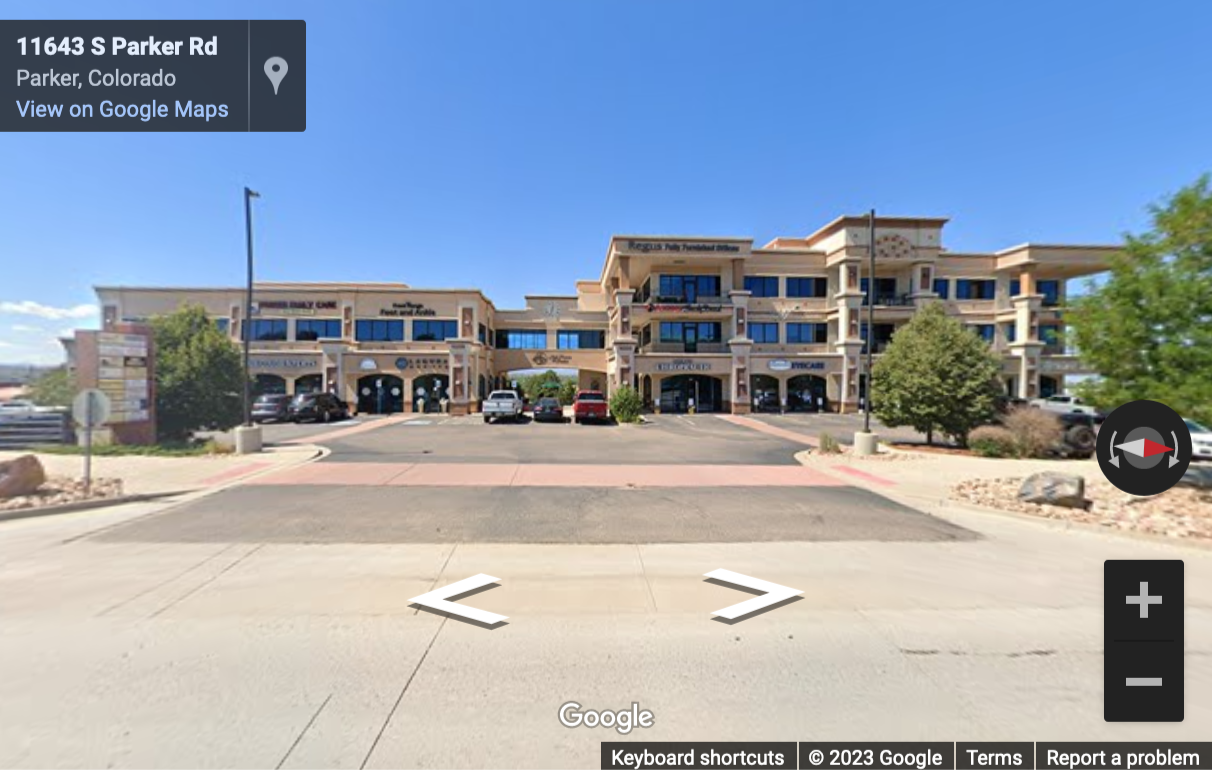 Street View image of 10233 South Parker Road, Suite 300, Parker, Denver, Colorado, USA