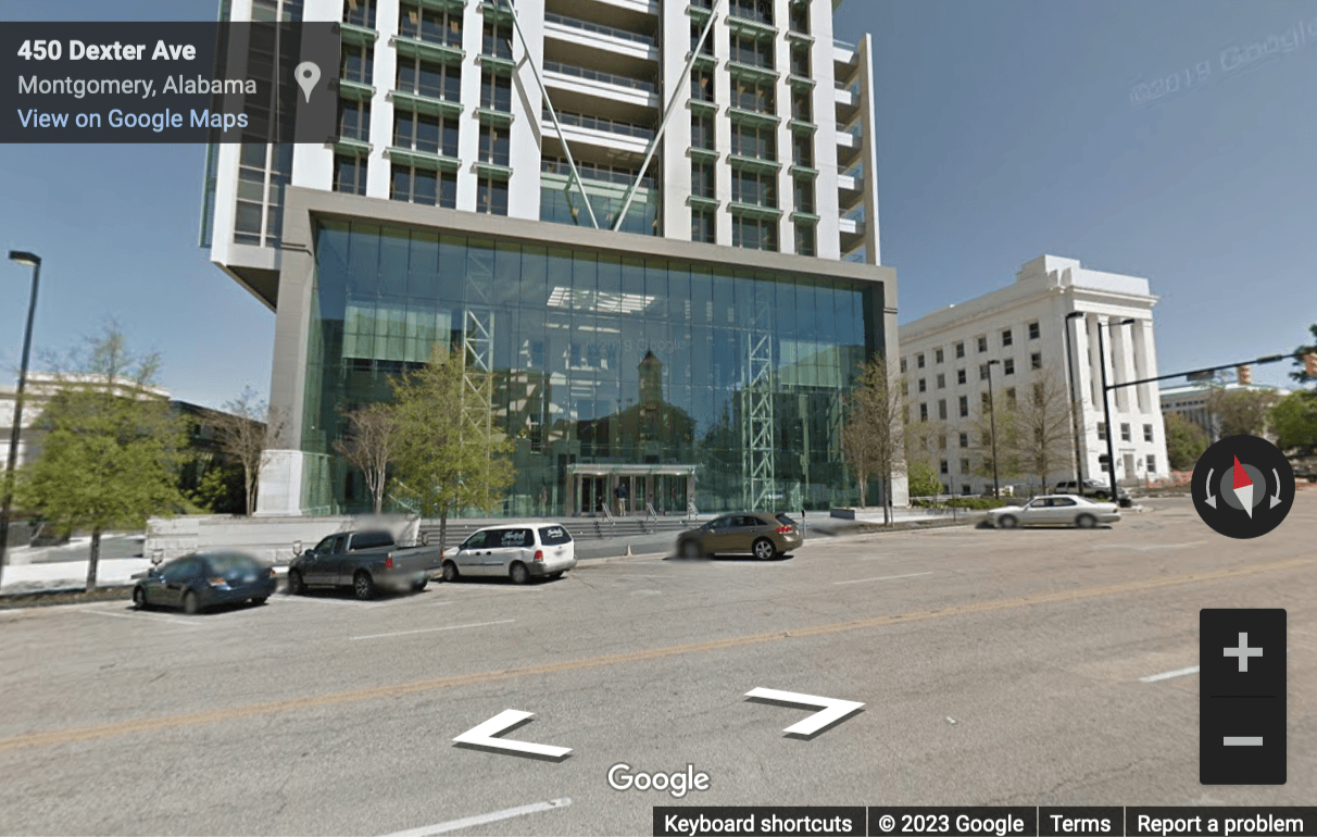 Street View image of 445 Dexter Avenue, Suite 4050, Montgomery, Alabama, USA