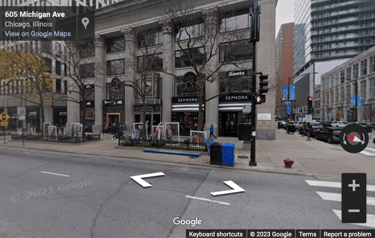 Street View image of 605 N. Michigan Avenue, 4th Floor, Chicago, Illinois, USA