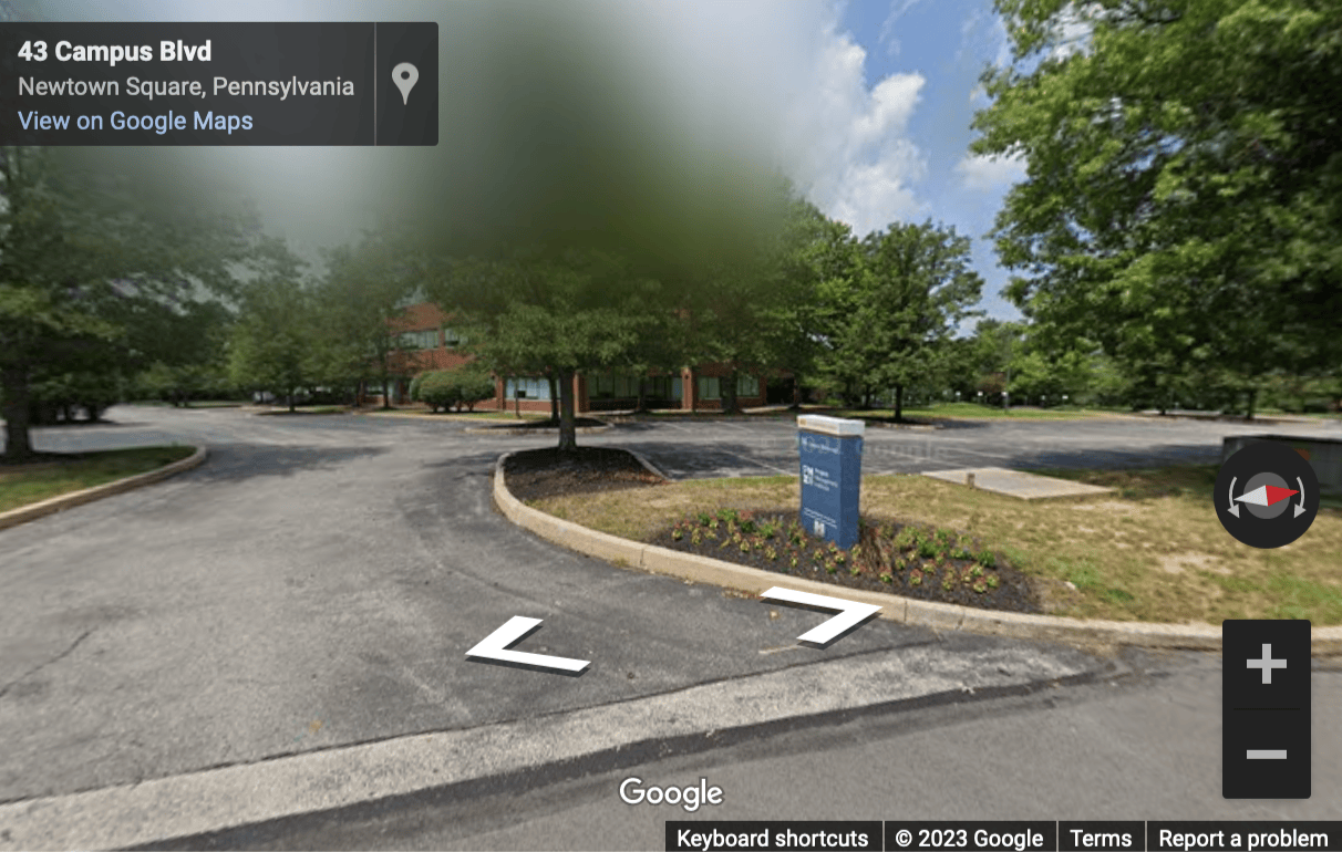 Street View image of 18 Campus Blvd. , Suite 100, Newtown Square, Pennsylvania, Newtown, USA