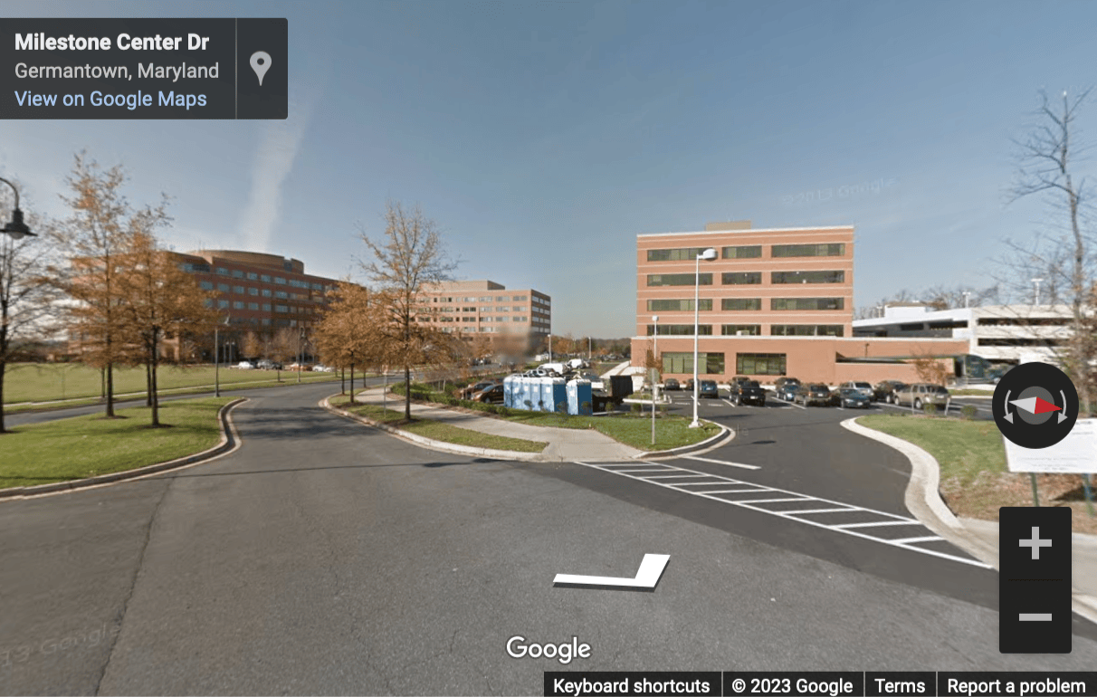 Street View image of 12410 Milestone Center Drive, Suite 600, Germantown, Maryland, USA