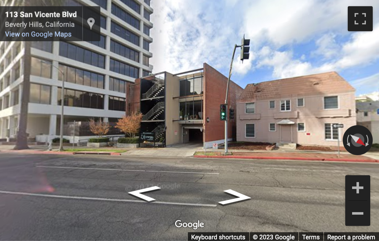 Street View image of 113 N San Vicente Boulevard, 2nd Floor, Los Angeles, California, USA
