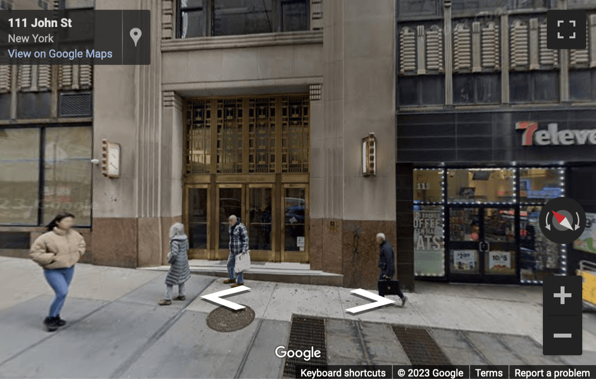 Street View image of 111 John Street, Suite 450, New York, New York State, USA