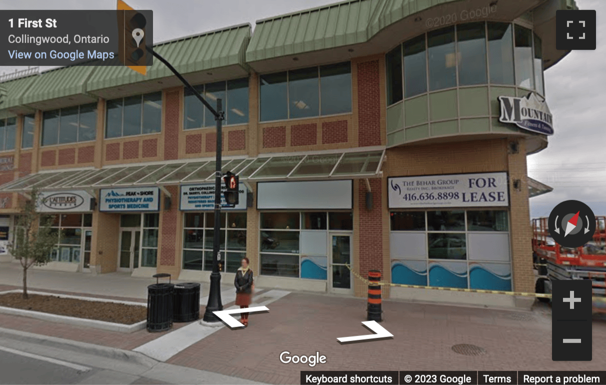 Street View image of 1 First Street, Suite 220, Collingwood, Barrie, Ontario, Canada