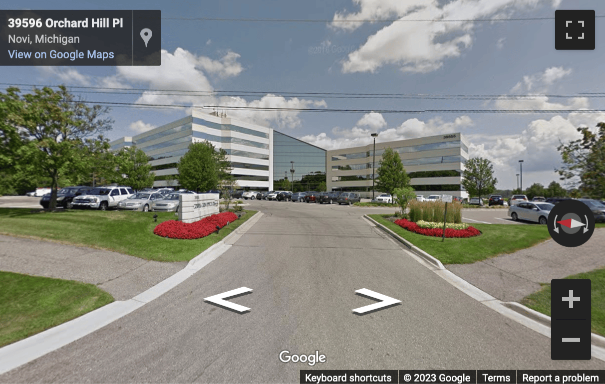 Street View image of 39555 Orchard Hill Place, Crystal Glen Center, Novi, Michigan, USA