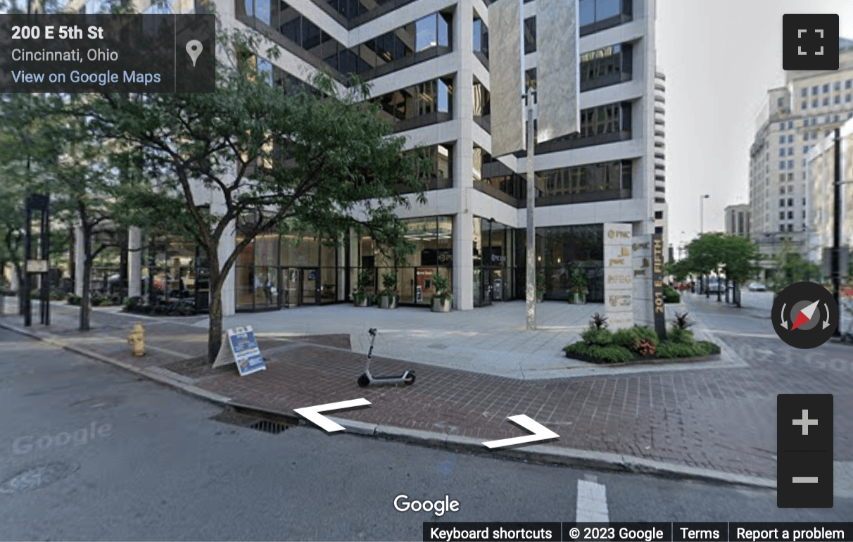Street View image of 201 East Fifth Street, 19th Floor, PNC Center, Cincinnati, Ohio, USA