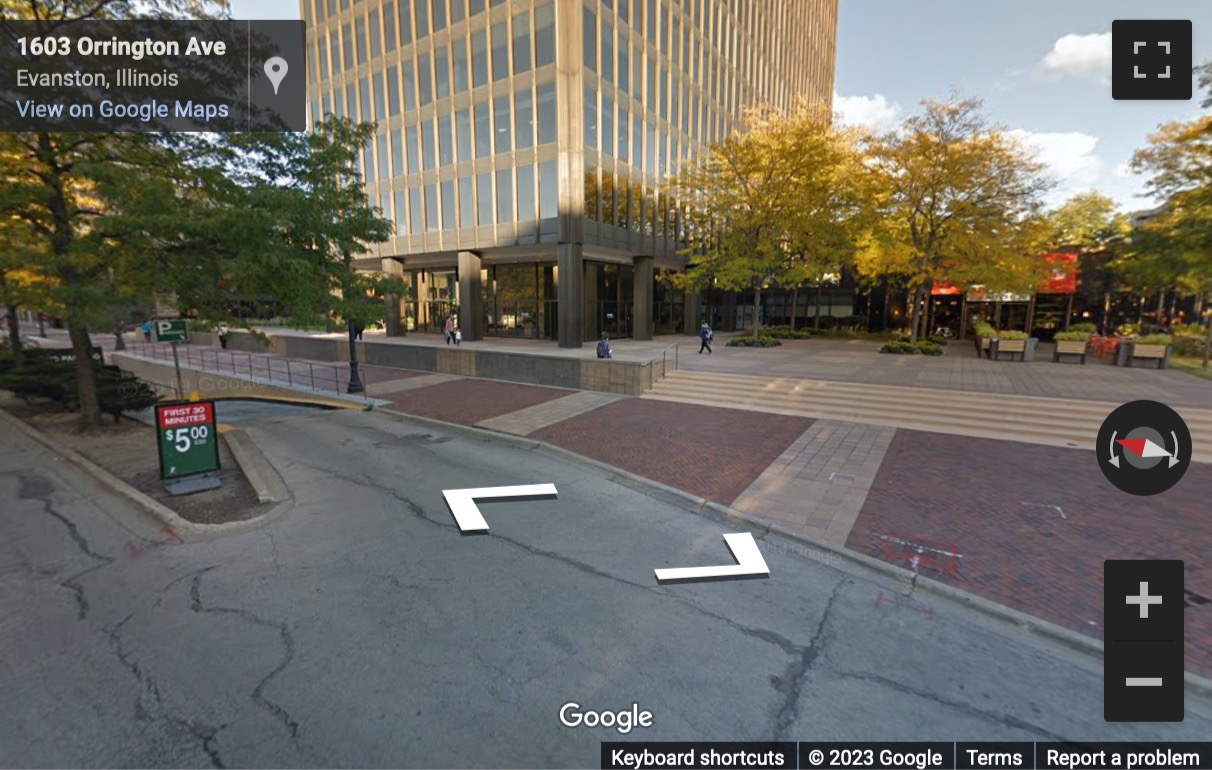 Street View image of 1603 Orrington Avenue, Suite 600, Orrington Plaza Centre, Evanston, Illinois, USA
