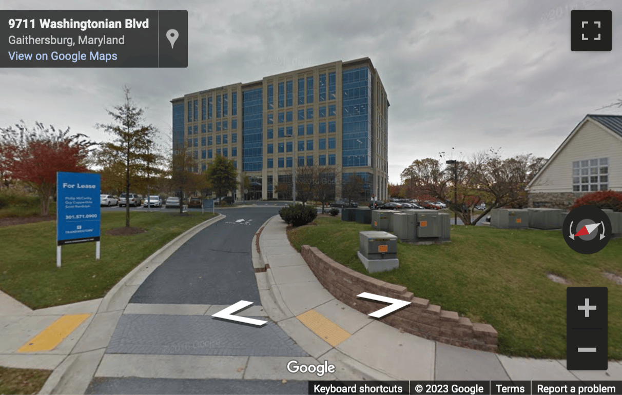 Street View image of 9711 Washingtonian Boulevard, Suite 550, Gaithersburg, Maryland, USA