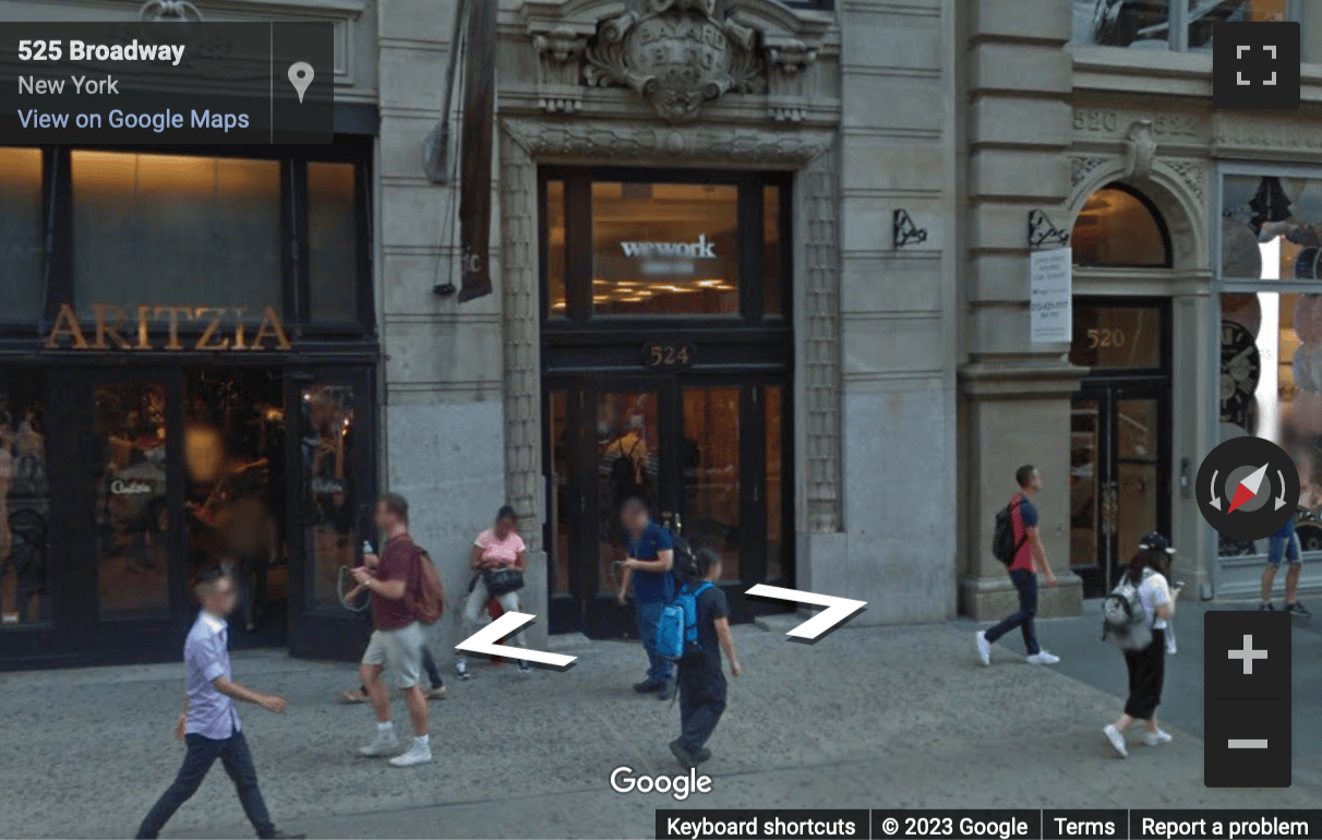 Street View image of 524 Broadway, 7th Floor, WeWork 524 Broadway, New York, New York State, USA