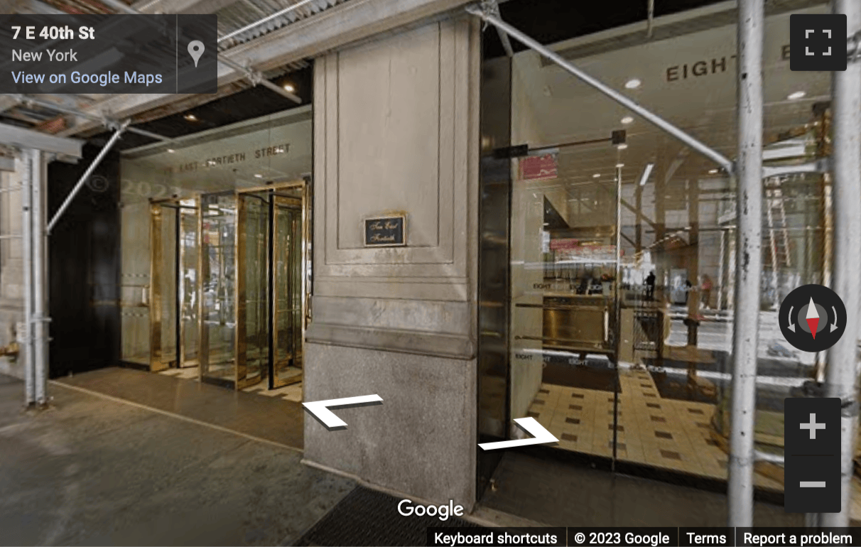 Street View image of 16 East 40th Street, Suite 804, New York, New York State, USA