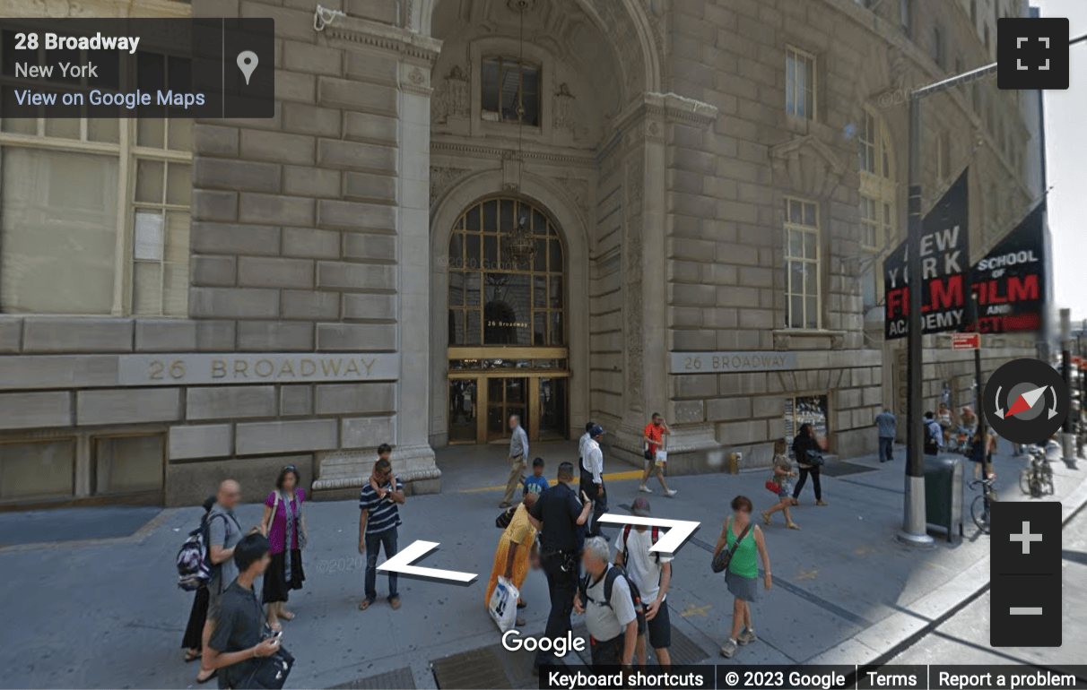 Street View image of 26 Broadway, 8th Floor, New York, New York State, USA