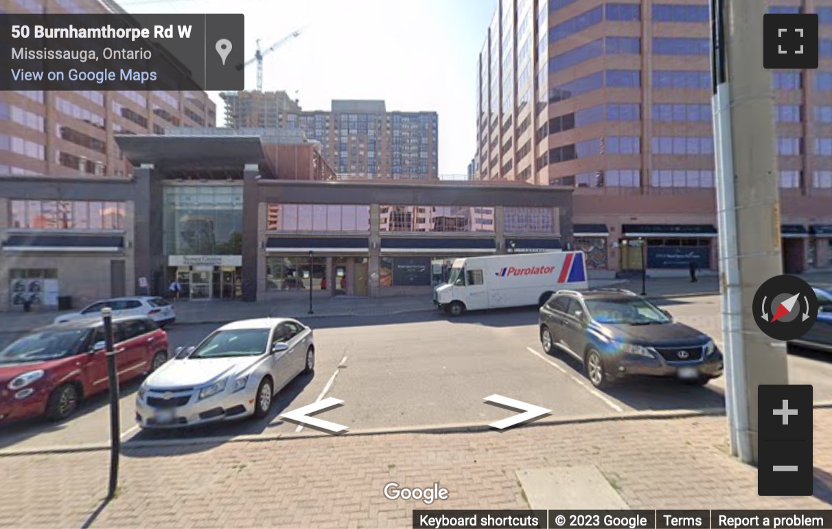 Street View image of 90 Burnhamthorpe Road West, Suite 1400, Sussex Center, Mississauga, Ontario, Canada