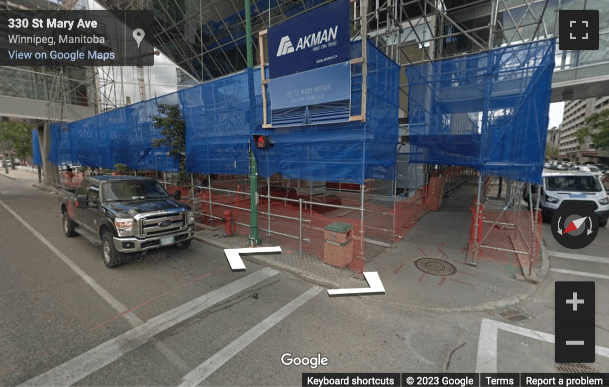 Street View image of 330 St. Mary Avenue, Suite 300, Winnipeg, Manitoba, Canada