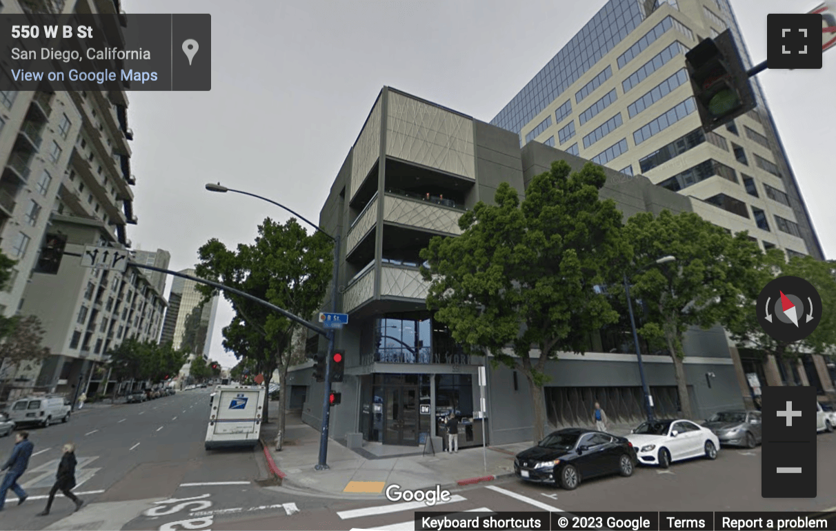 Street View image of 550 West B Street, 4th Floor, San Diego, California