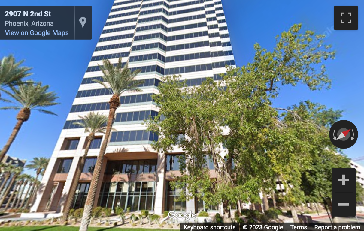 Street View image of 20 East Thomas Road, Suite 2200, Century Link Tower, Phoenix, Arizona