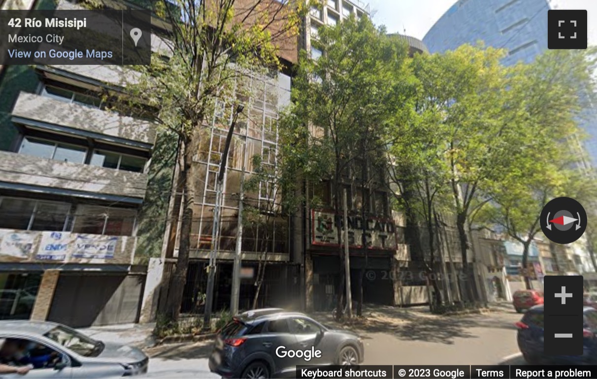 Street View image of Río Misisipi No. 49, piso 14. Col. Cuauhtémoc, Cuauhtémoc, C. P 06500. Ciudad de México. , Delg. Cu