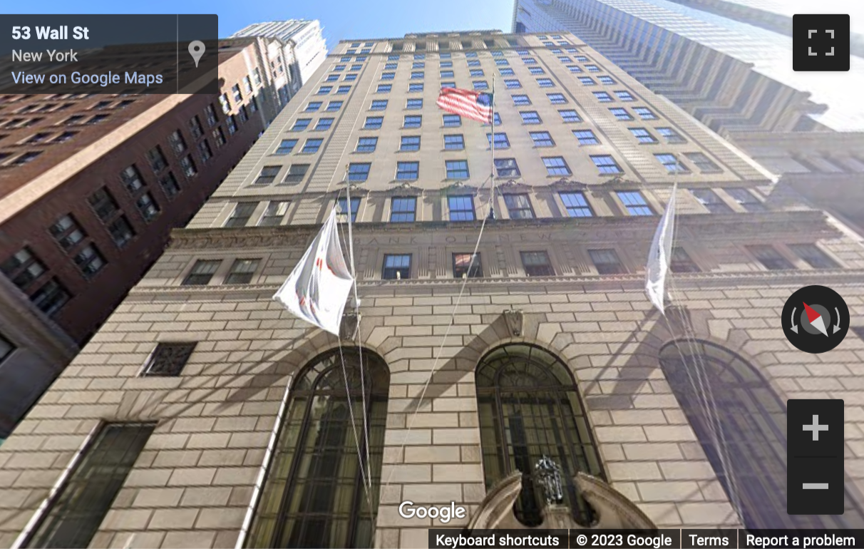 Street View image of 48 Wall Street, Suite 1100, New York City