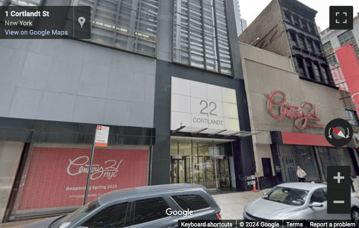 Street View image of 22 Cortlandt St, New York, New York City