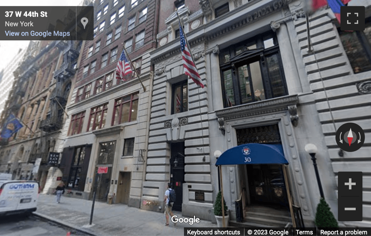 Street View image of 28 West 44th Street, New York City