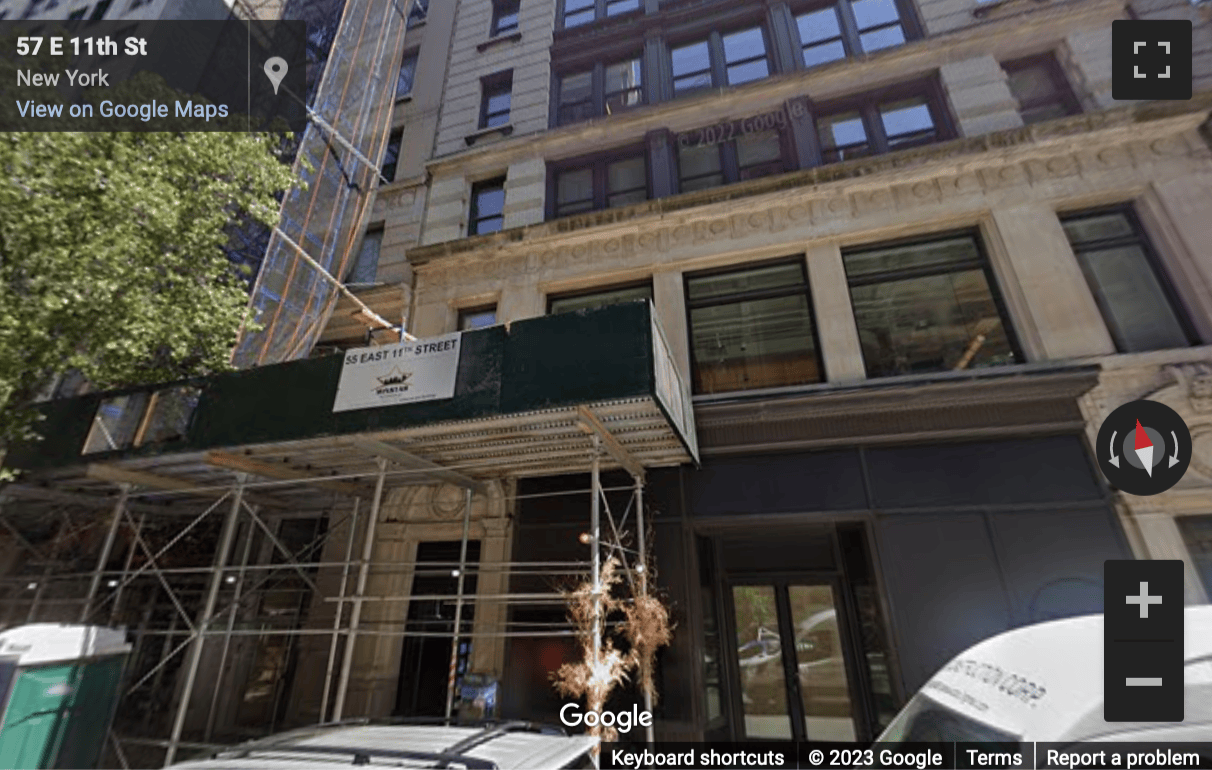 Street View image of 57 East 11th Street, Manhattan, New York City
