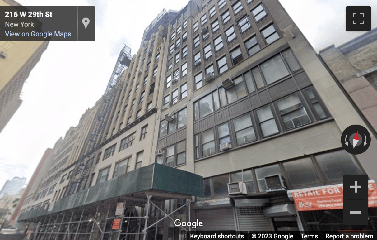 Street View image of 214 West 29th Street, New York City