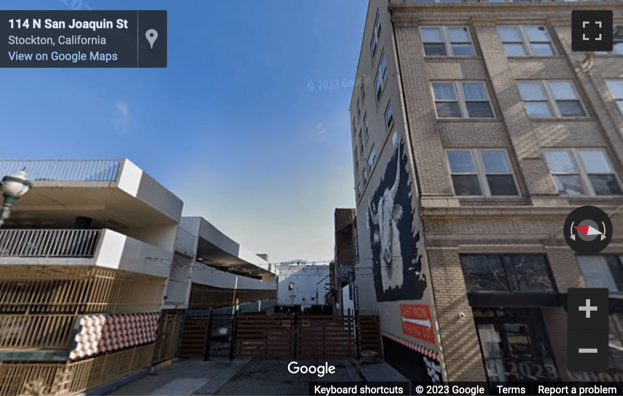 Street View image of 110 North San Joaquin Street, 2nd Floor, Stockton, California